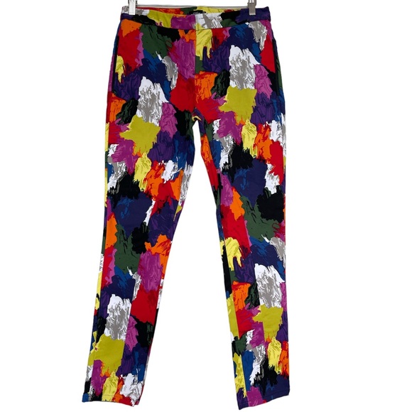 Kate Spade Saturday Abstract Colour Splatter Tapered Leg Pants Size 10 - Picture 1 of 16